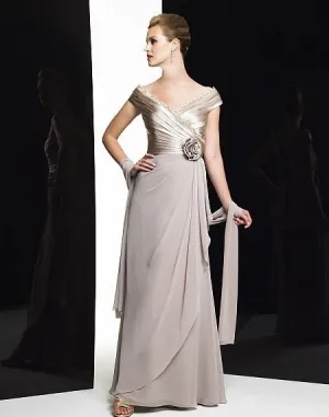 Mother Of The Bride/Groom Dress A-line Off The Shoulder Chiffon Lace Features Flower At Waist Long