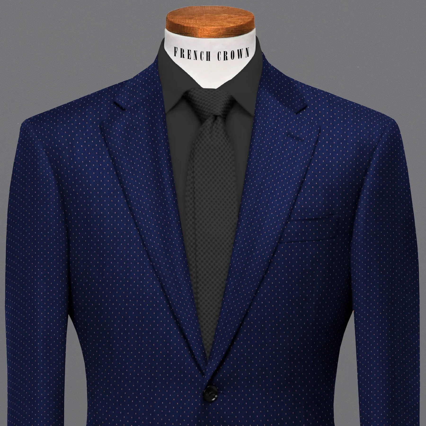 Navy with Metallic dots Jacquard Patterned Micro-Level Velvet finished Premium Designer Tuxedo Blazer