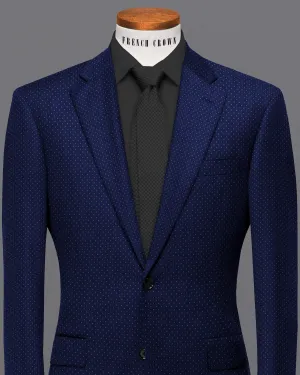 Navy with Metallic dots Jacquard Patterned Micro-Level Velvet finished Premium Designer Tuxedo Blazer