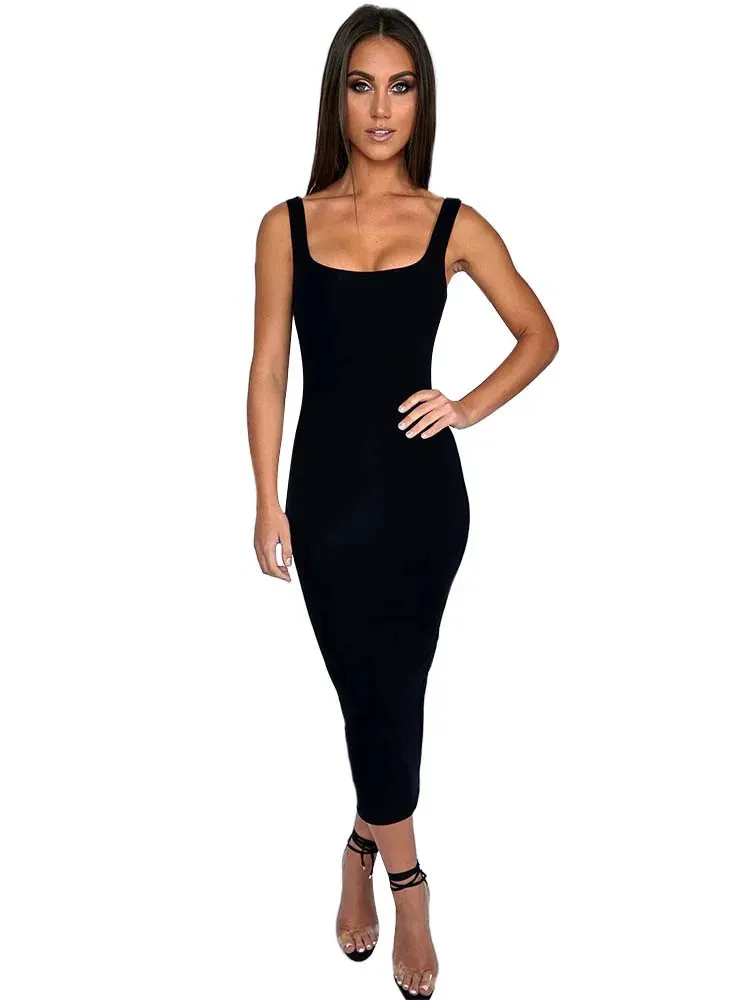 New 2024 Sleeveless Full Length Wrapped Women's Dresses Elegant Casual Dresses