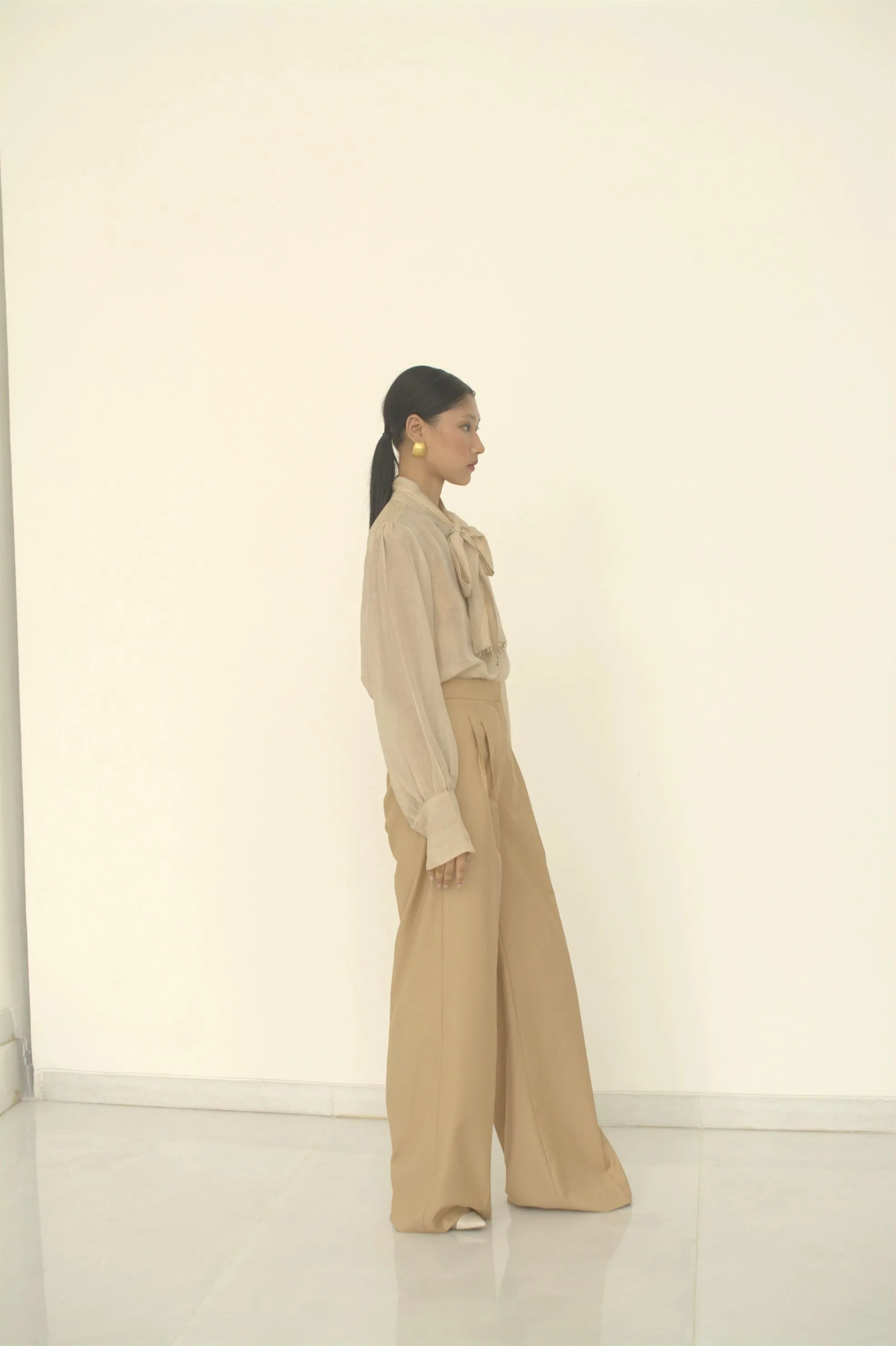 New Season Summer to Fall 2024-Pants Wide Leg Poly Cotton Beige-B/C/001-Suzanne-Fashion Edit Hemji