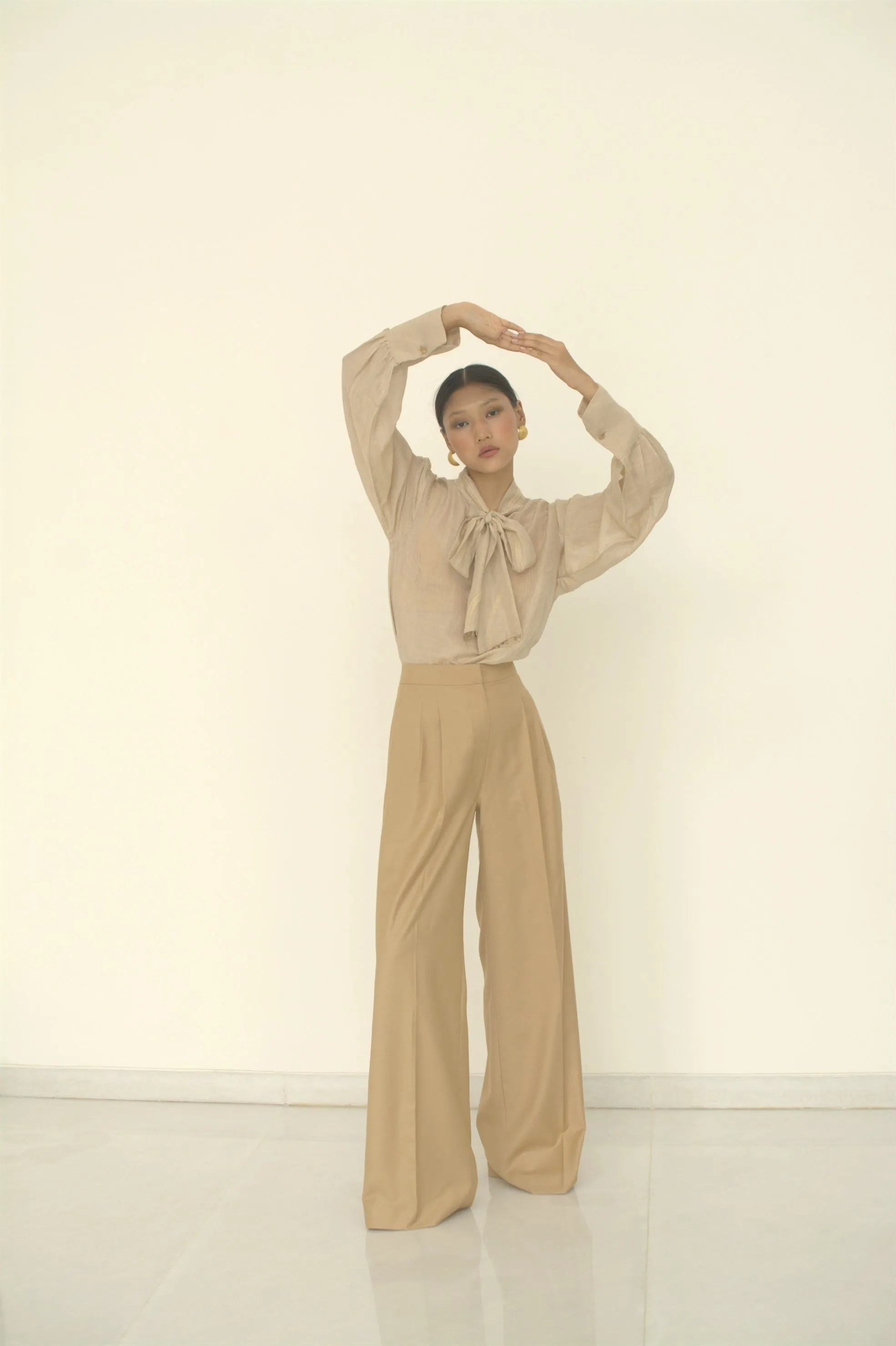 New Season Summer to Fall 2024-Pants Wide Leg Poly Cotton Beige-B/C/001-Suzanne-Fashion Edit Hemji