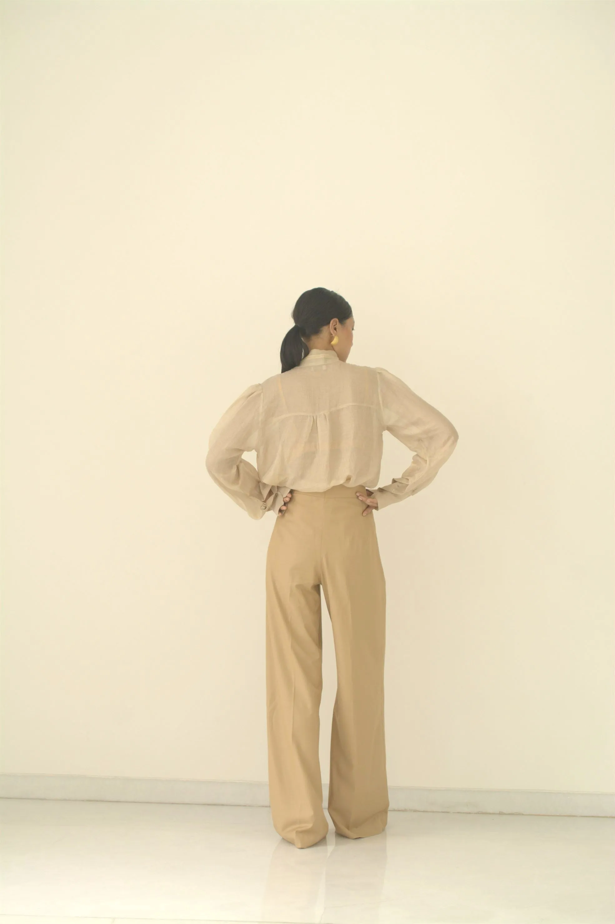 New Season Summer to Fall 2024-Pants Wide Leg Poly Cotton Beige-B/C/001-Suzanne-Fashion Edit Hemji