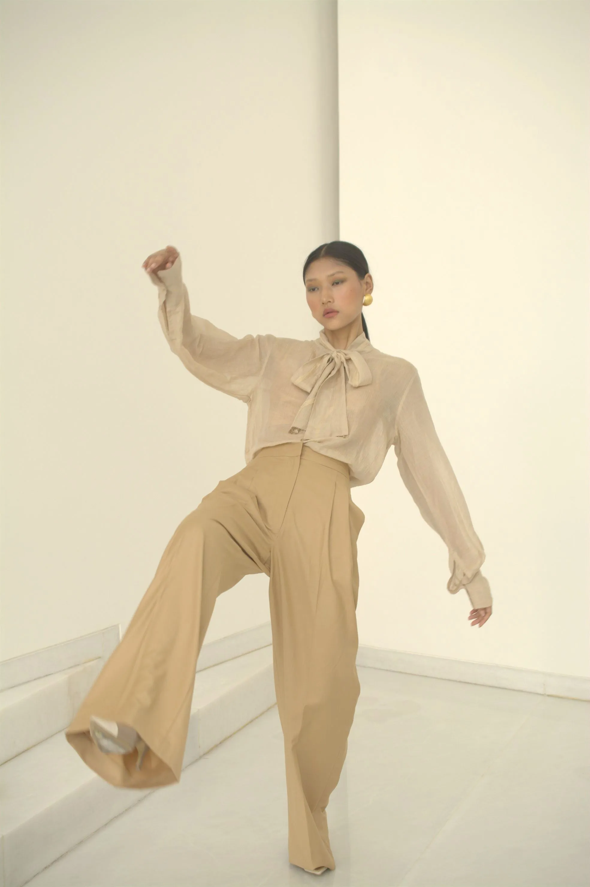 New Season Summer to Fall 2024-Pants Wide Leg Poly Cotton Beige-B/C/001-Suzanne-Fashion Edit Hemji