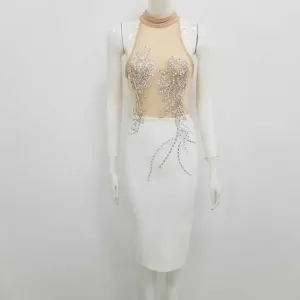 New woman's dress black White Mesh perspective Sexy nightclub celebrity cocktail party bandage dress