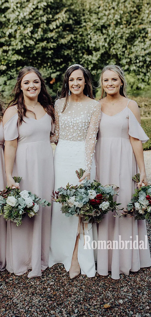 Newest Spaghetti Straps Chiffon Long Bridesmaid Dresses Online,RBWG0031