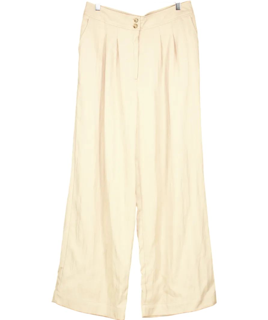 Oliver Bonas Beige Wide Leg Trouser UK 10