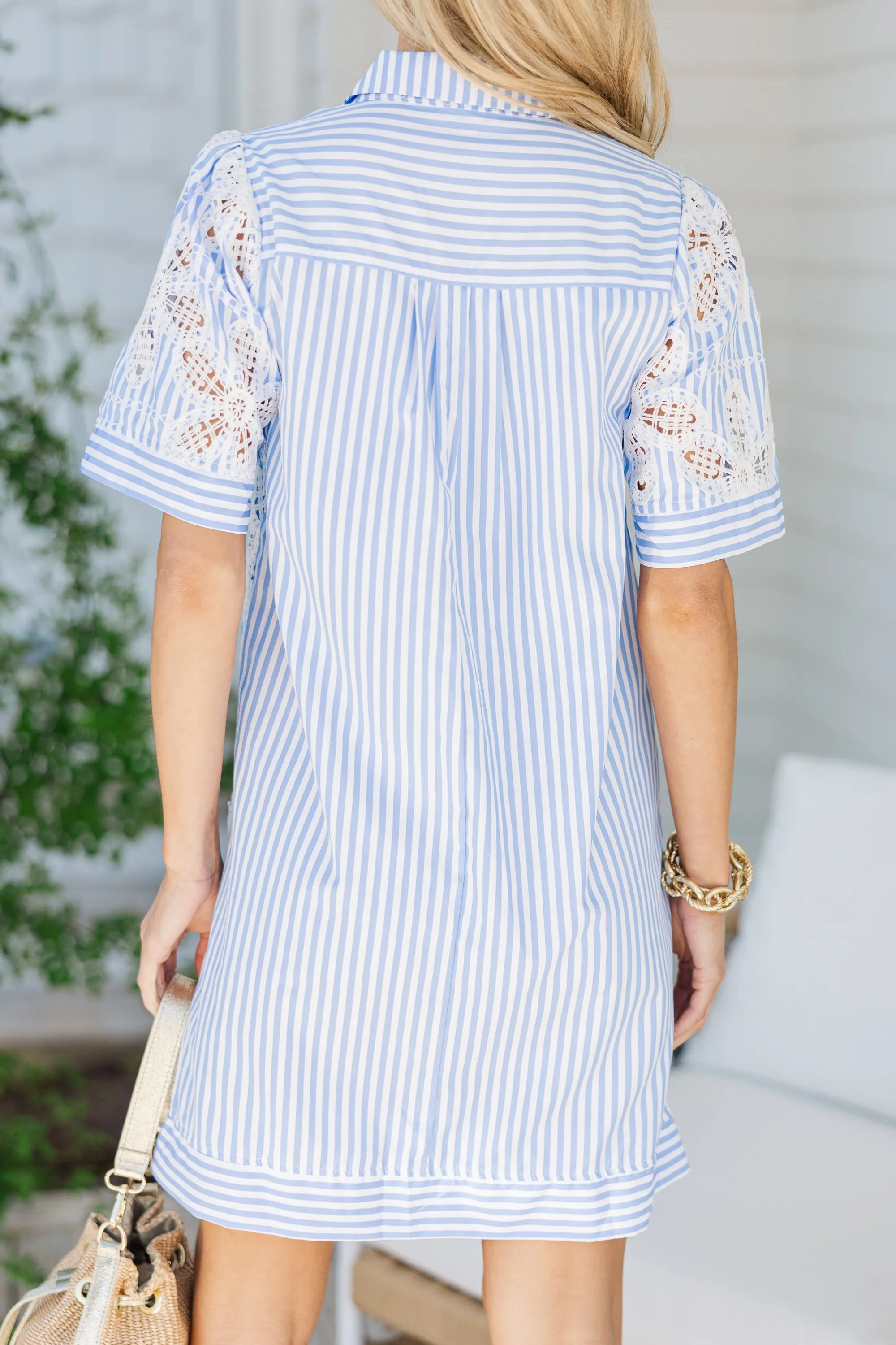 On Location Baby Blue Embroidered Dress