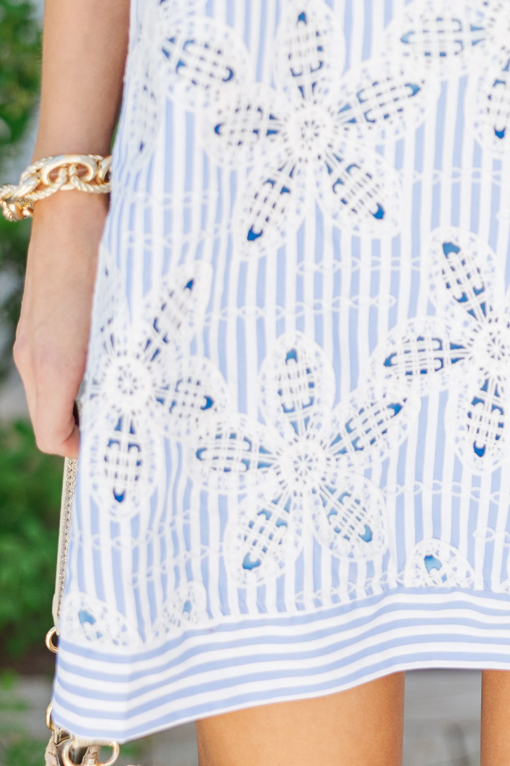 On Location Baby Blue Embroidered Dress