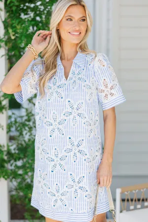 On Location Baby Blue Embroidered Dress