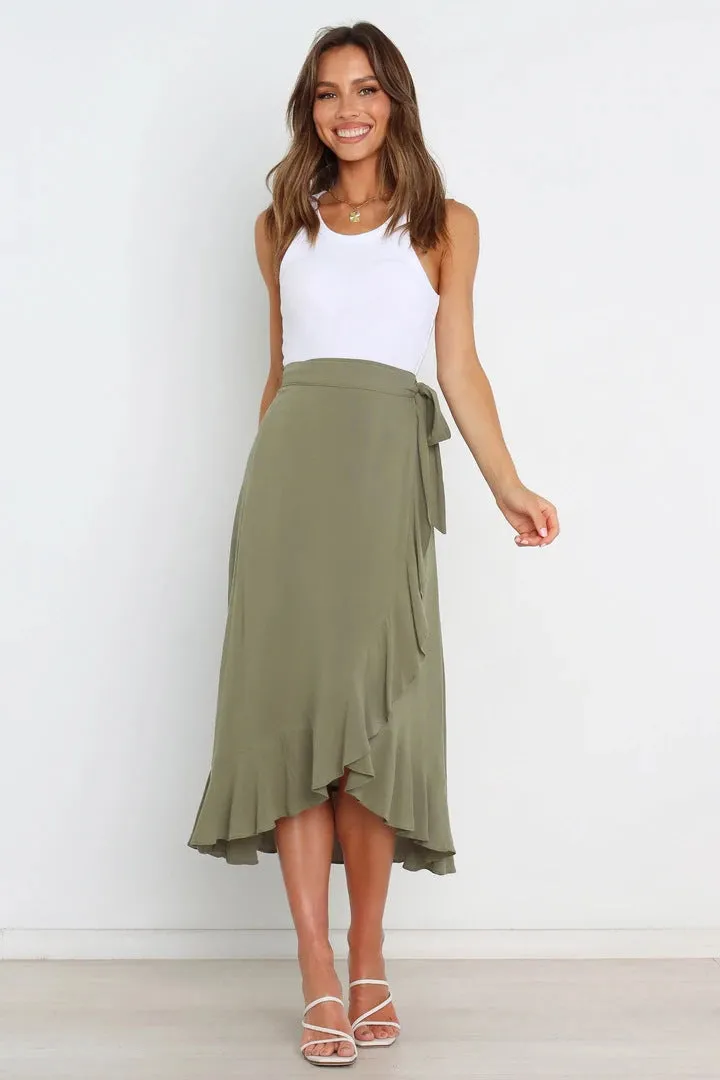 One Piece Tie Irregular Hip Pack Solid Color Skirt