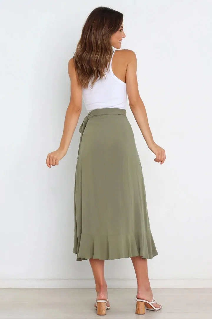 One Piece Tie Irregular Hip Pack Solid Color Skirt