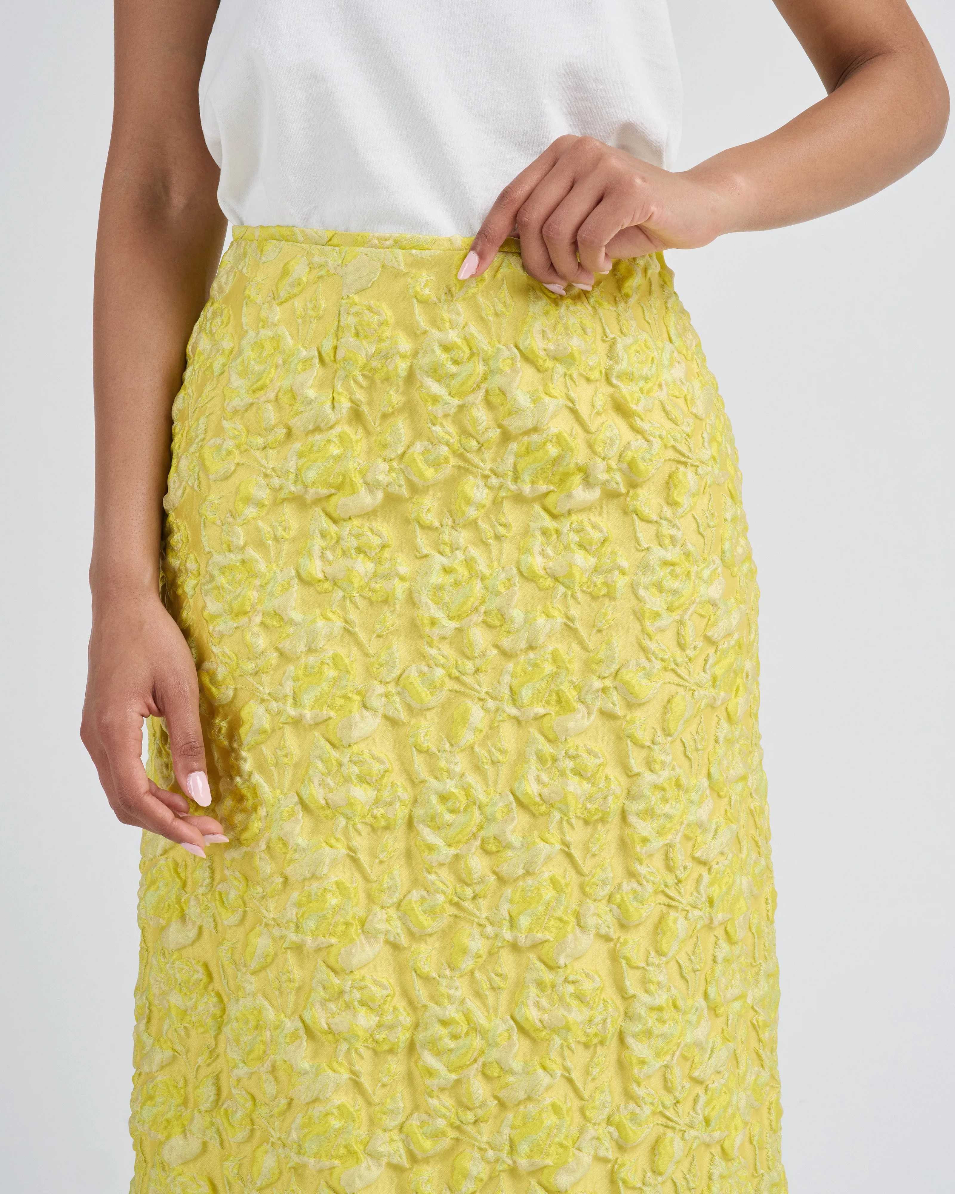 pencil metallic skirt