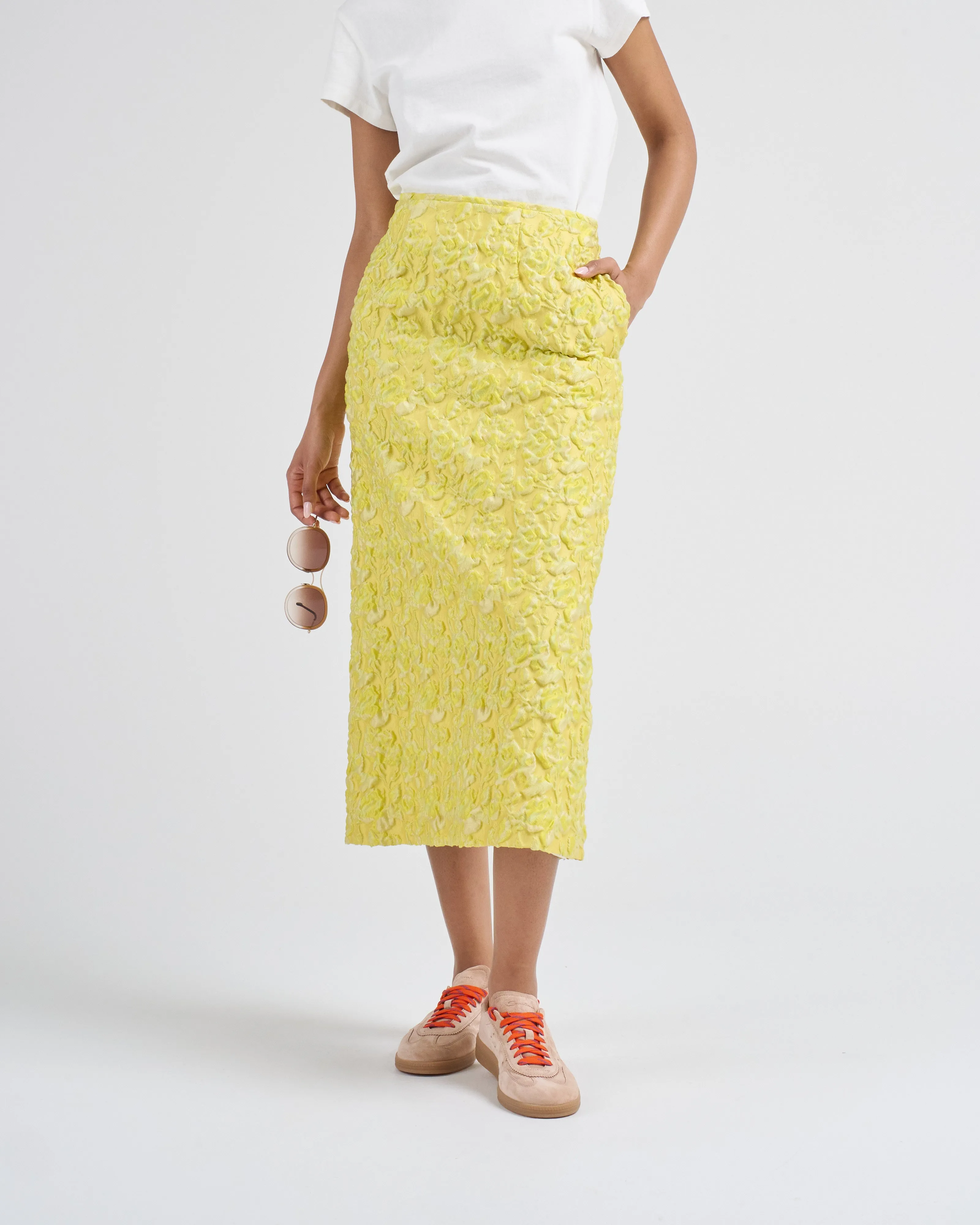 pencil metallic skirt