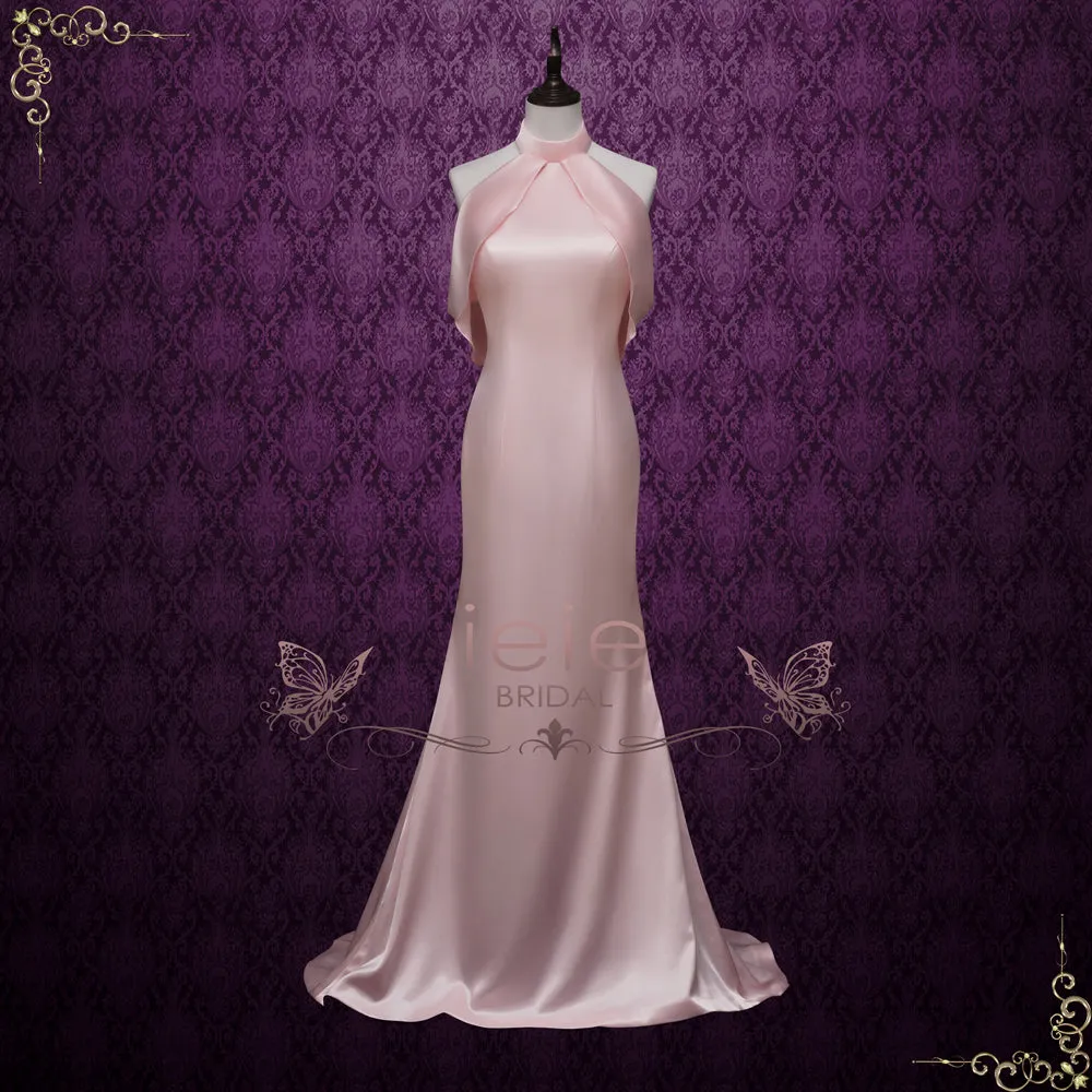 Pink Silky Satin Retro Hollywood Style Wedding Dress | BRIAR