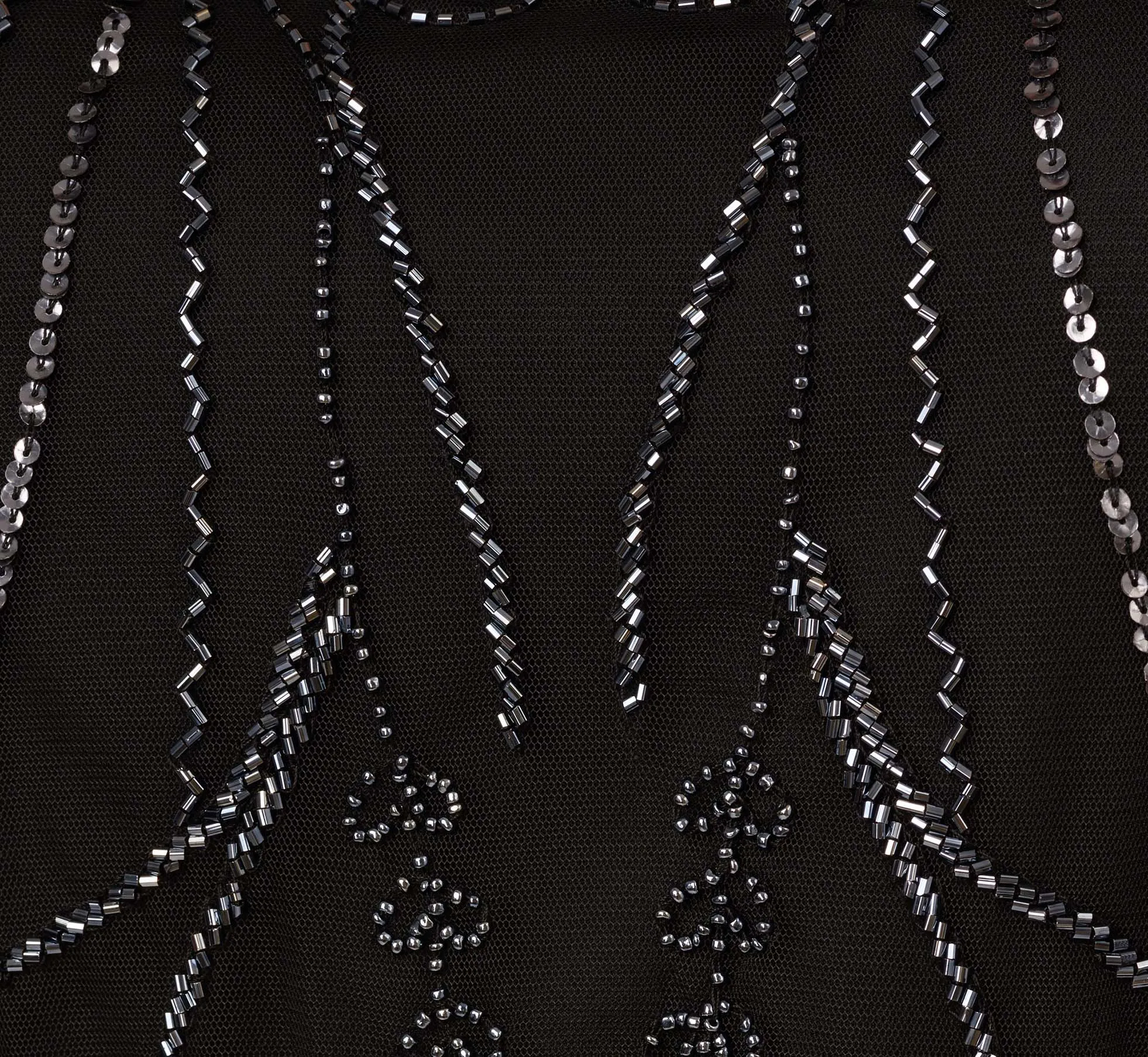 Plus Size Short Sleeve Beaded Cocktail Dress With Popover In Black Gunmetal