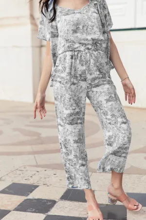 Porcelain Print Wide Leg Trousers