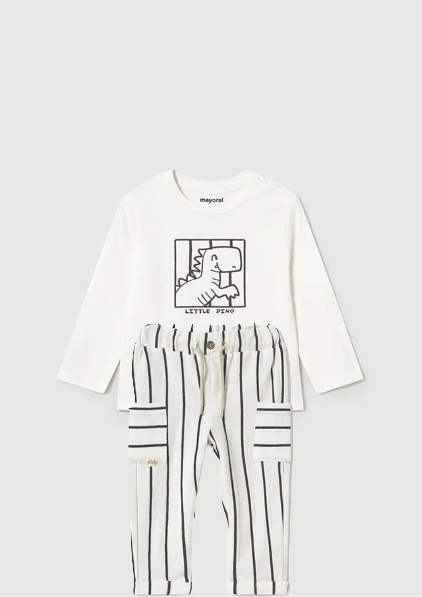 Pre-Order Mayoral 1068 Long Sleeve Tee-Shirt and Mayoral 1584 Stripe Trousers