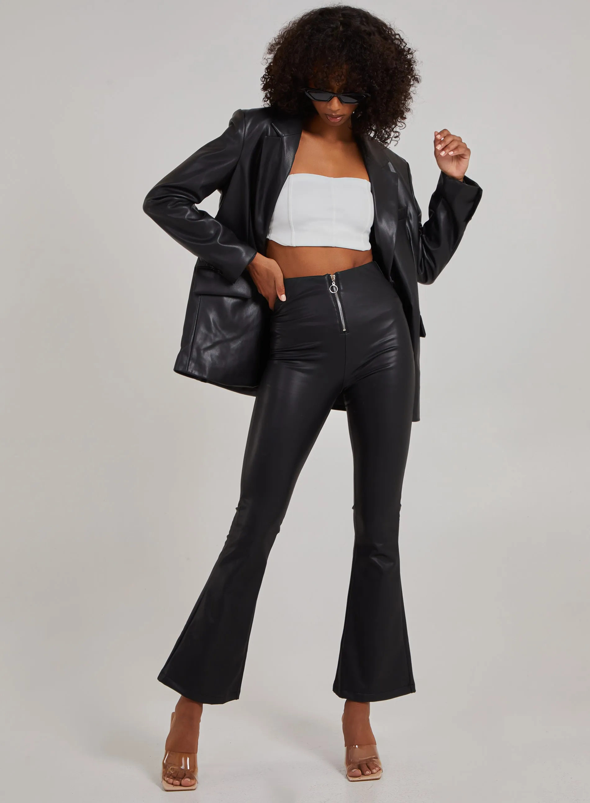 PU Wide Leg Trousers