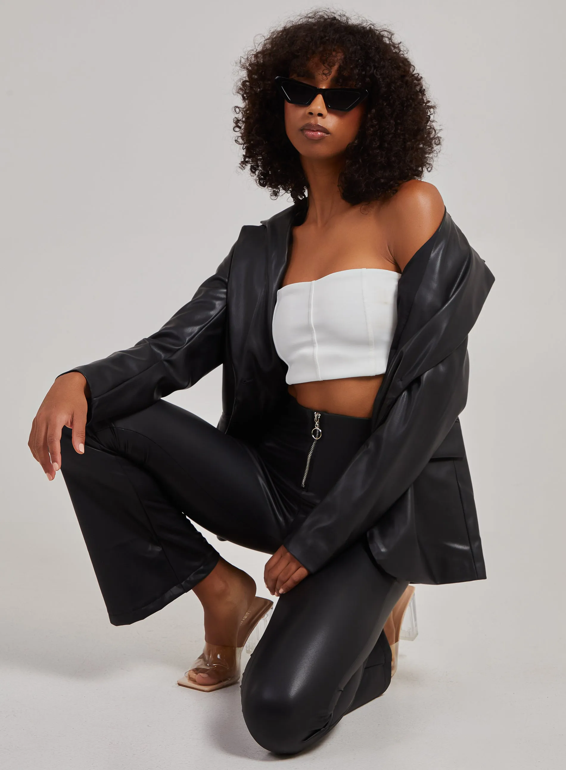 PU Wide Leg Trousers