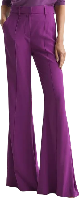 REISS Purple Gabi Fluid Flare Trousers UK 4
