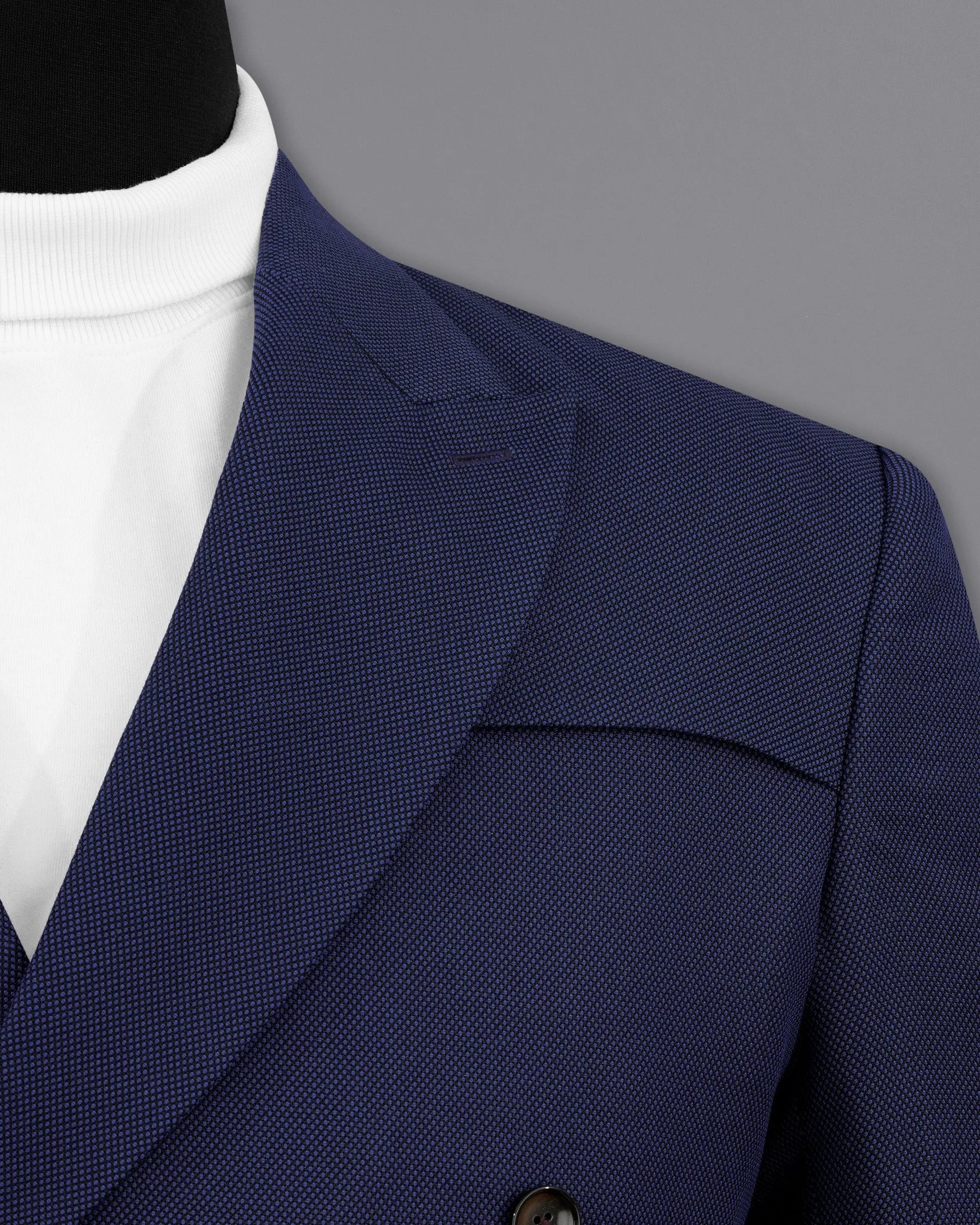 Rhino Navy Blue Double Breasted with Belt Closure Designer Trench Coat