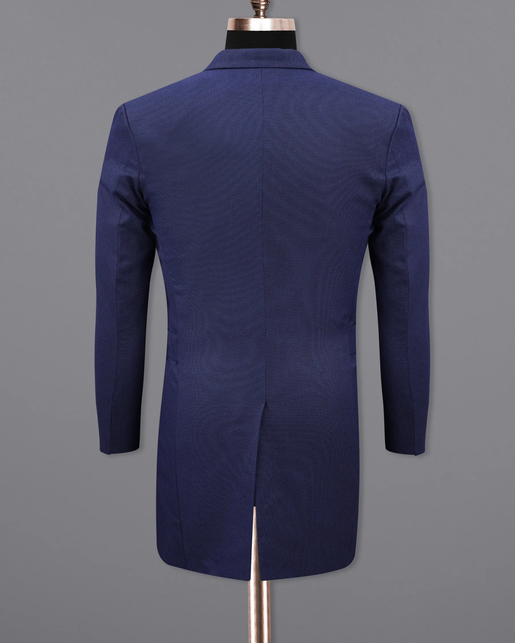 Rhino Navy Blue Double Breasted with Belt Closure Designer Trench Coat