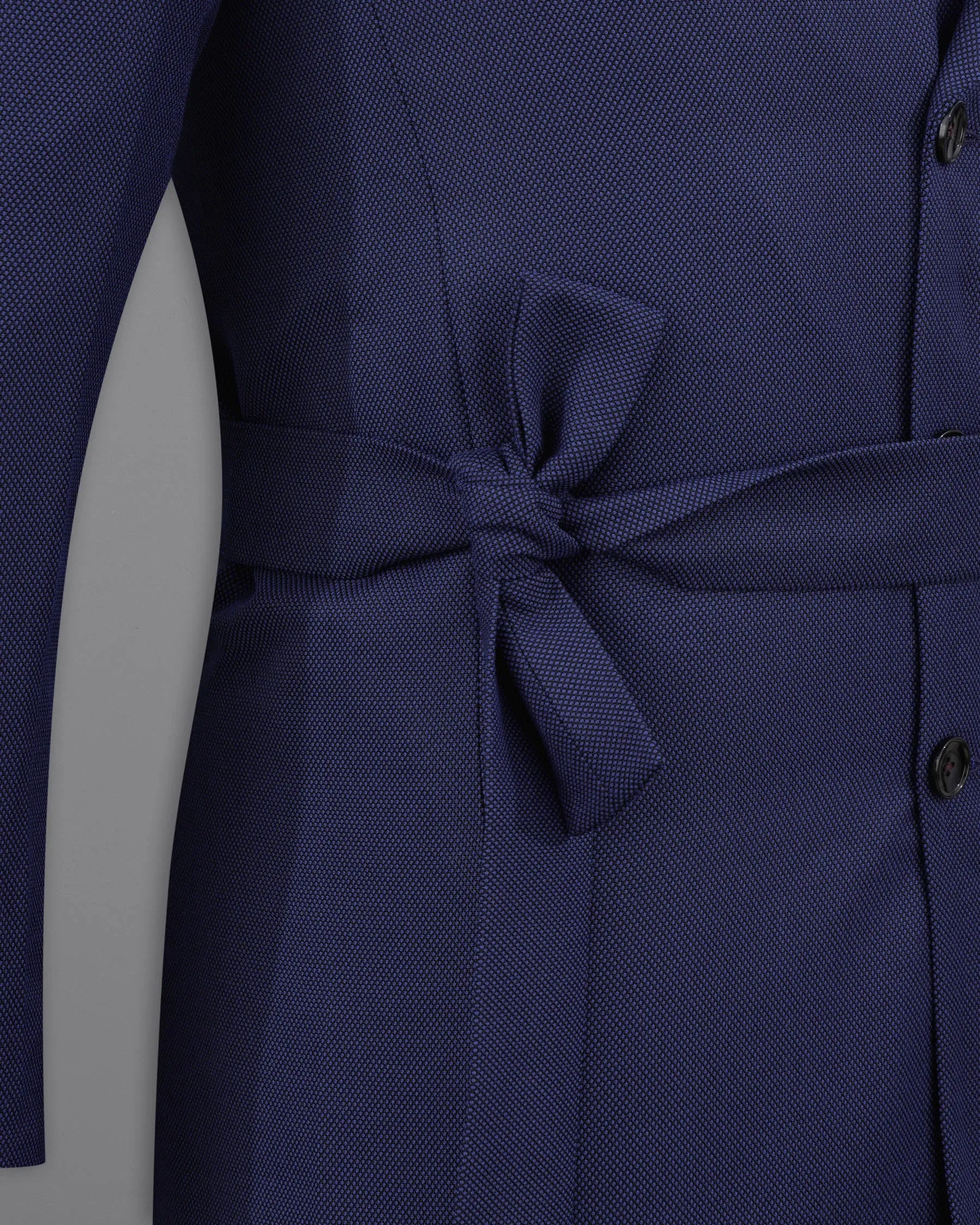 Rhino Navy Blue Double Breasted with Belt Closure Designer Trench Coat