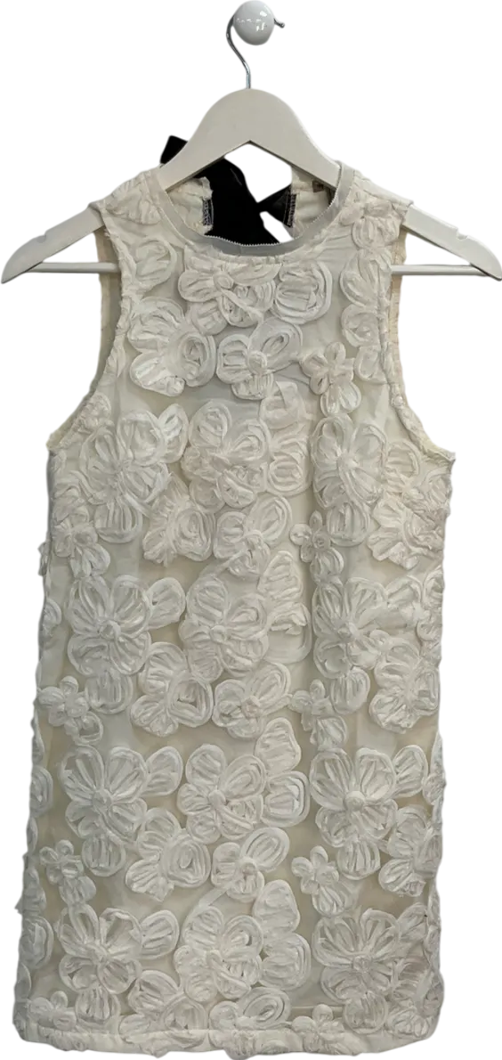 River Island Cream Floral Embroidery Mini Shift Dress UK 6