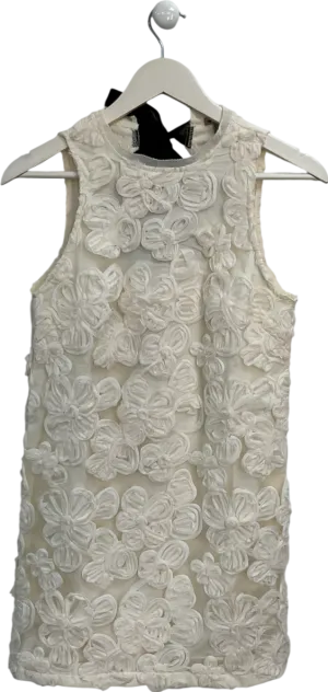 River Island Cream Floral Embroidery Mini Shift Dress UK 6