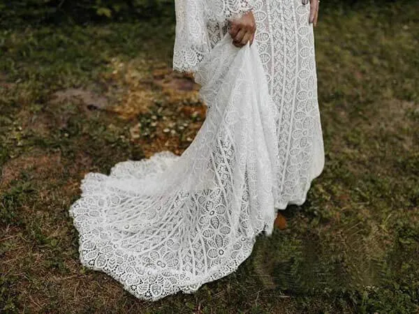 Roycebridal Sheath Long Sleeves Lace up Back Beach Wedding Dresses, Bridal Gown, MW741