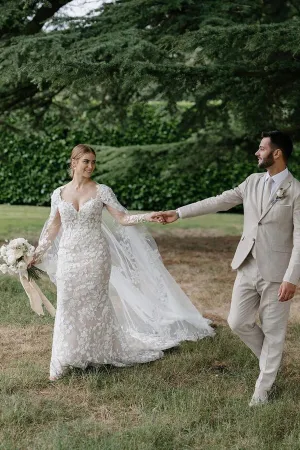 Roycebridal Tulle Sheath Sweetheart Neck Wedding Dresses With Floral Appliques, MW890
