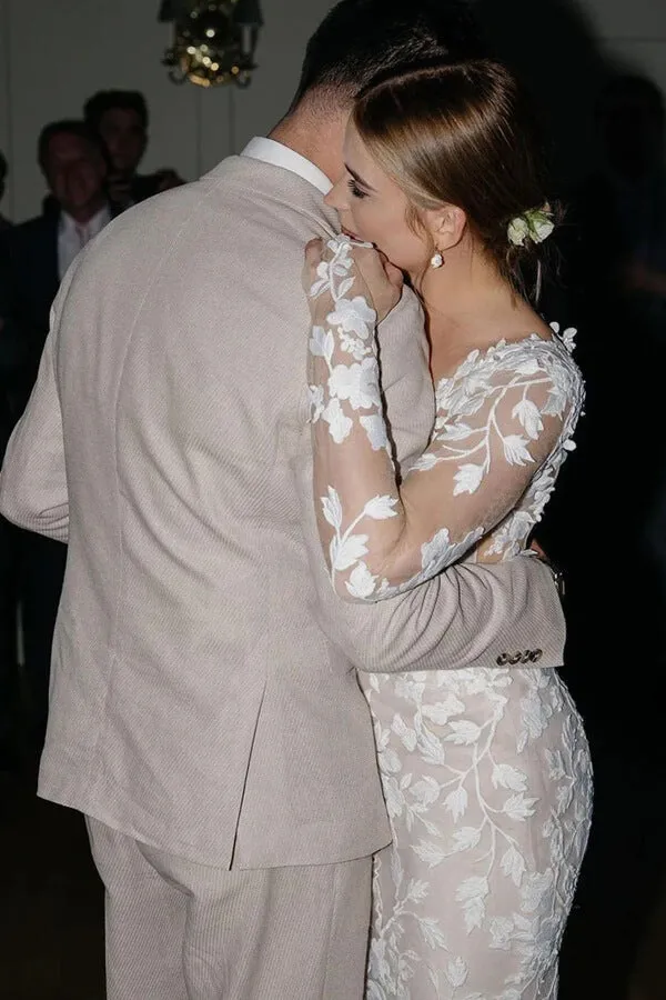 Roycebridal Tulle Sheath Sweetheart Neck Wedding Dresses With Floral Appliques, MW890
