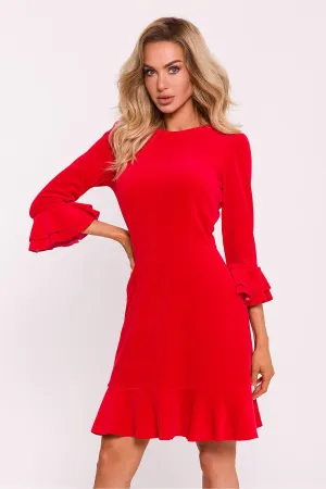 Ruffled A-Line Velour Dress