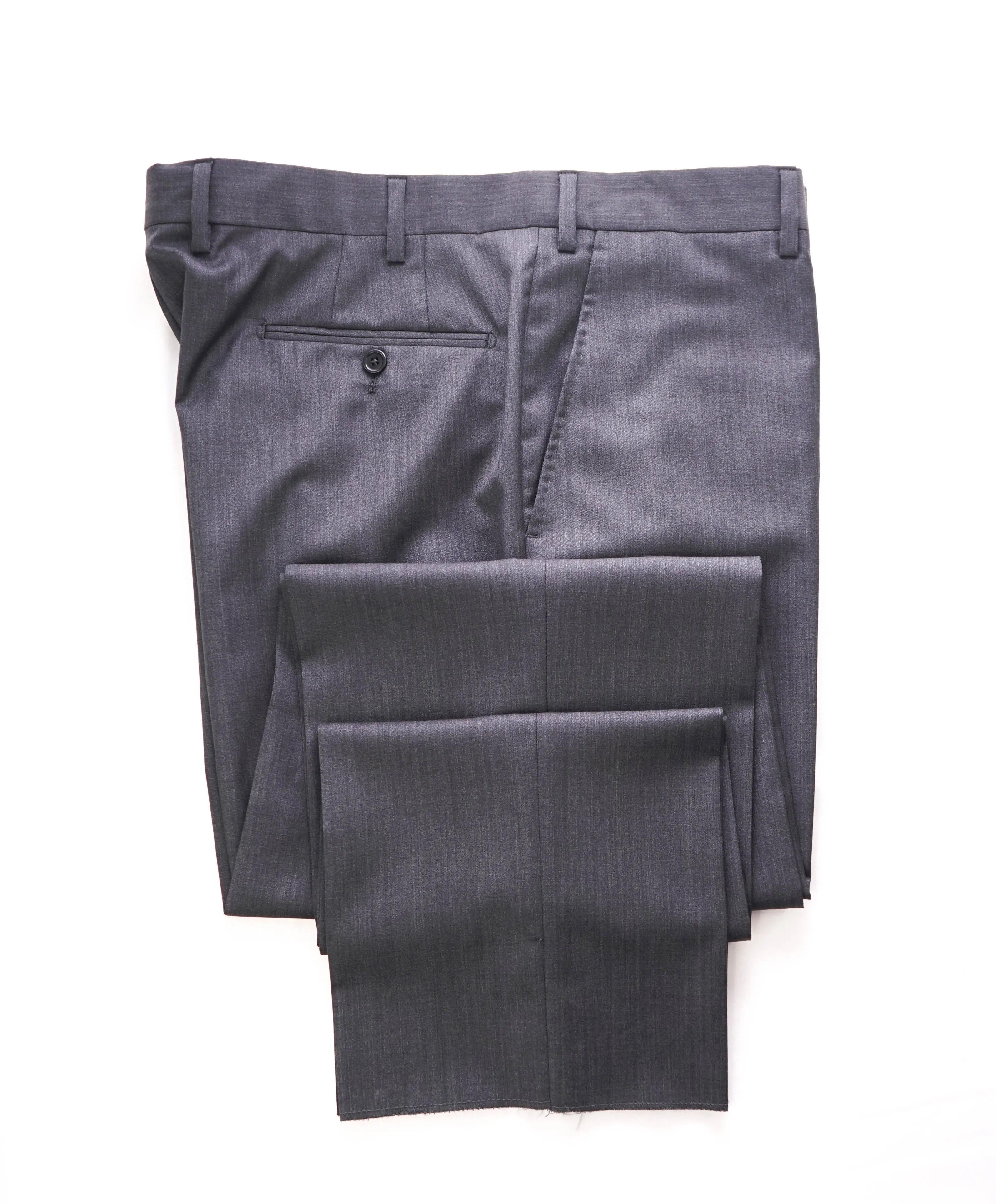 SAKS FIFTH AVE - Charcoal Wool & Silk MADE IN ITALY Flat Front Dress Pants - 40W