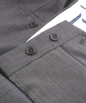 SAKS FIFTH AVE - Charcoal Wool & Silk MADE IN ITALY Flat Front Dress Pants - 40W