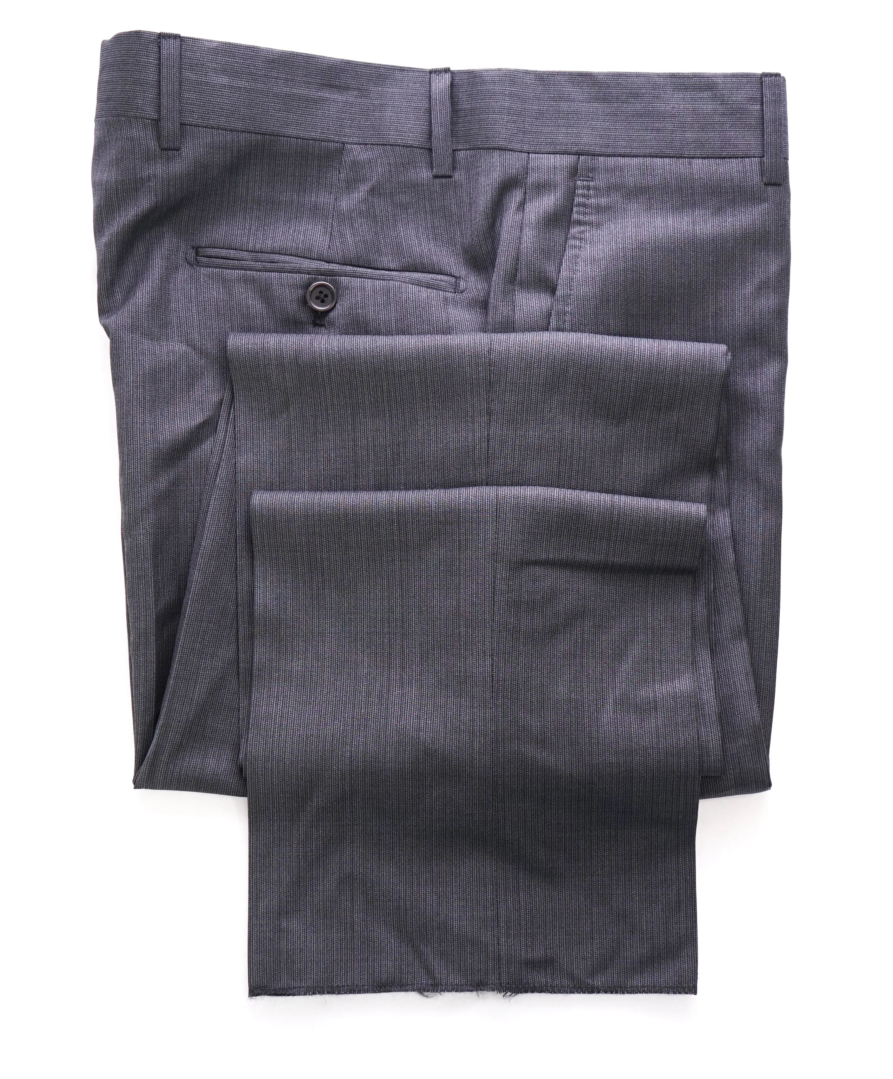 SAKS FIFTH AVE - Micro Herringbone Gray MADE IN ITALY Flat Front Dress Pants - 34W