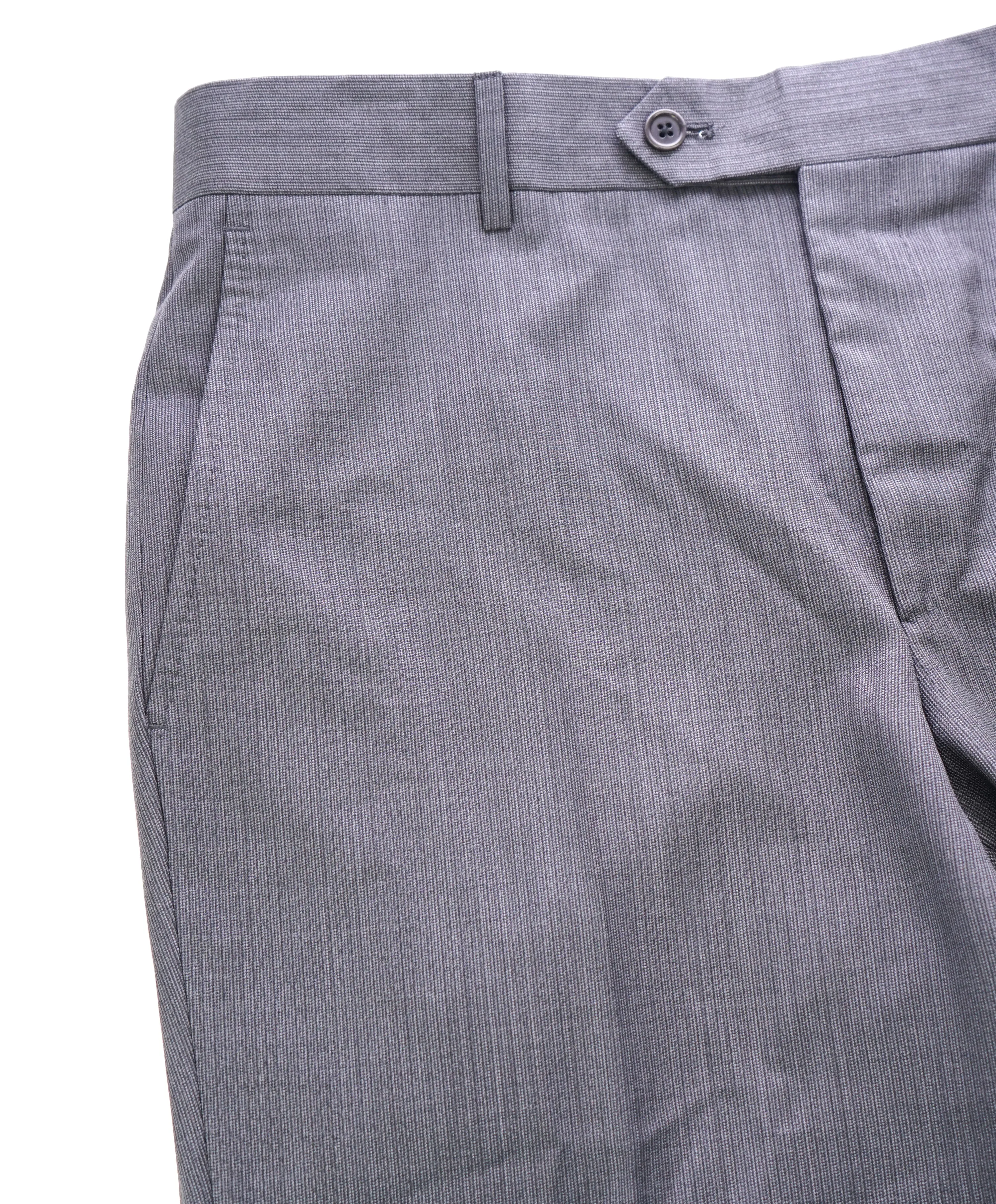 SAKS FIFTH AVE - Micro Herringbone Gray MADE IN ITALY Flat Front Dress Pants - 34W
