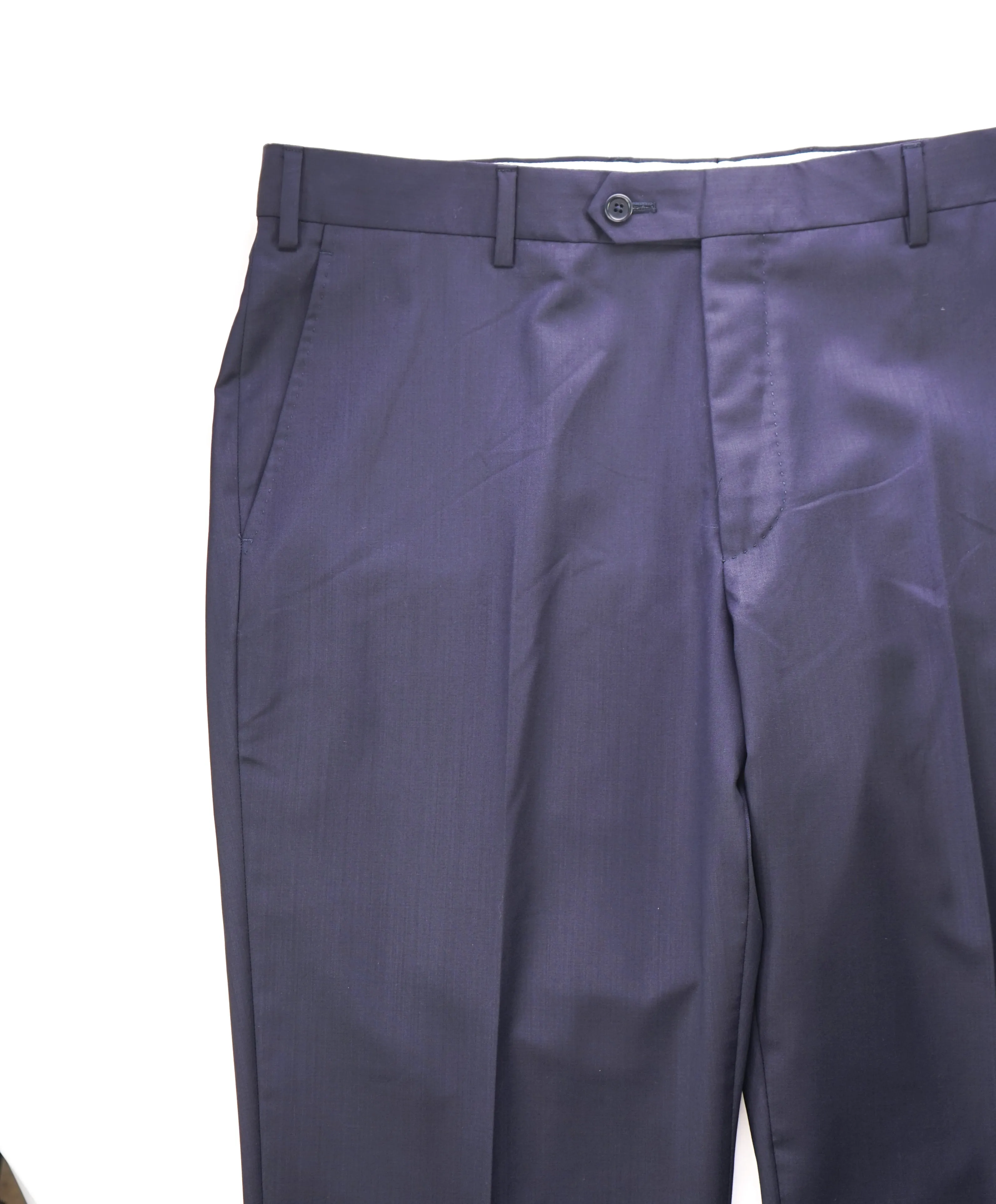 SAKS FIFTH AVE -Navy Wool / Silk MADE IN ITALY Flat Front Dress Pants- 38W