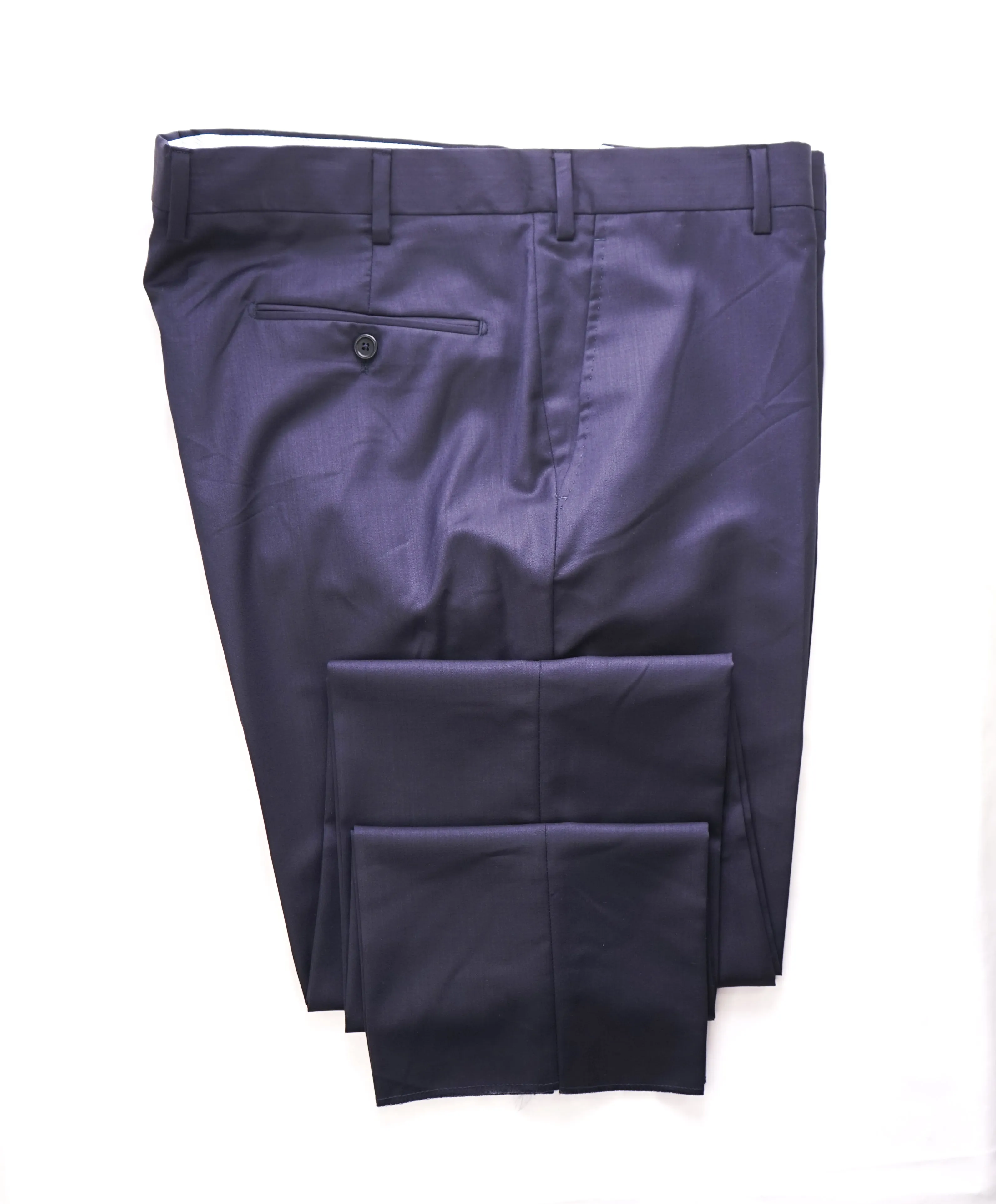 SAKS FIFTH AVE -Navy Wool / Silk MADE IN ITALY Flat Front Dress Pants- 38W