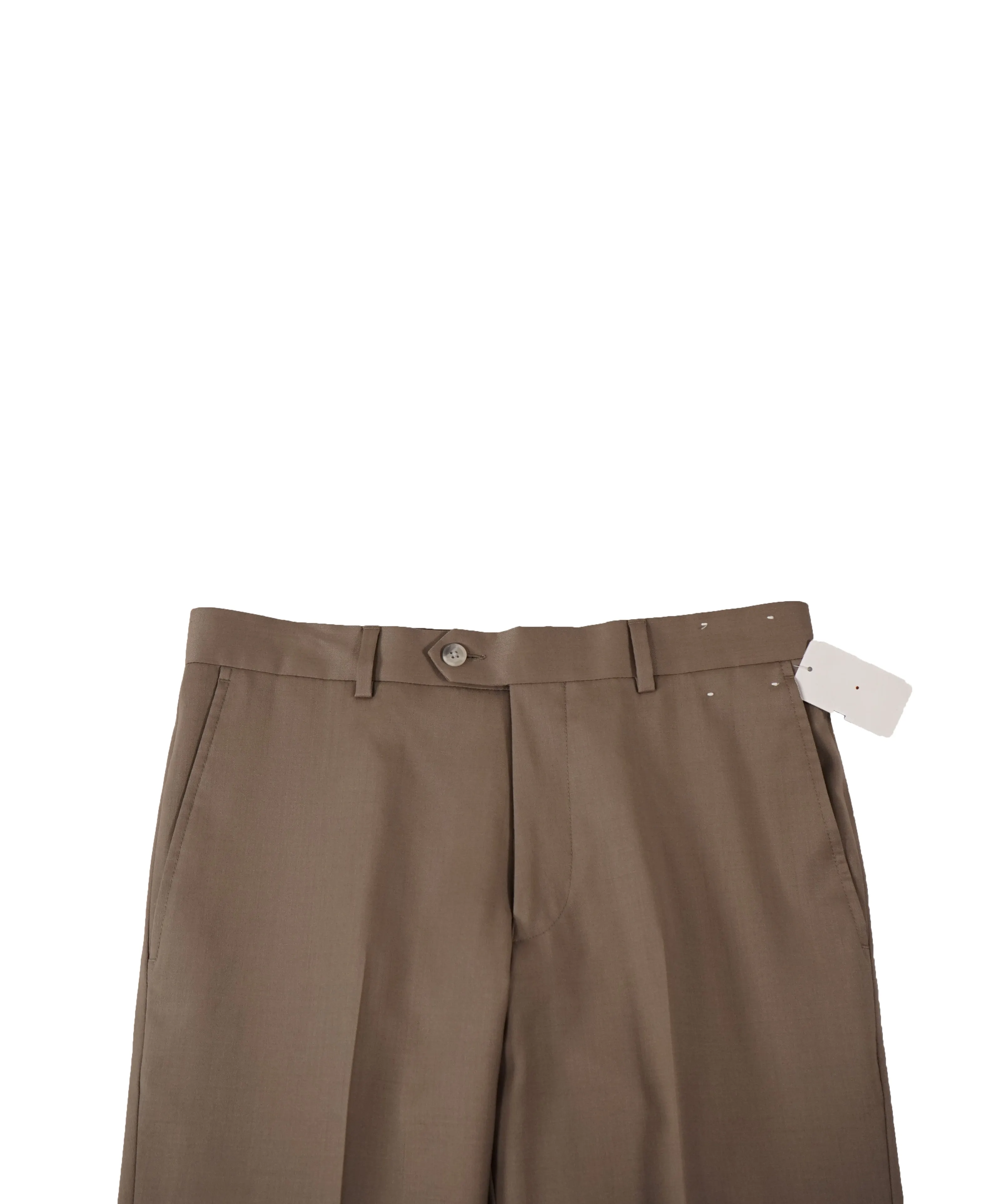 SAKS FIFTH AVE - Stone Gray Beige Wool Flat Front Dress Pants - 31W