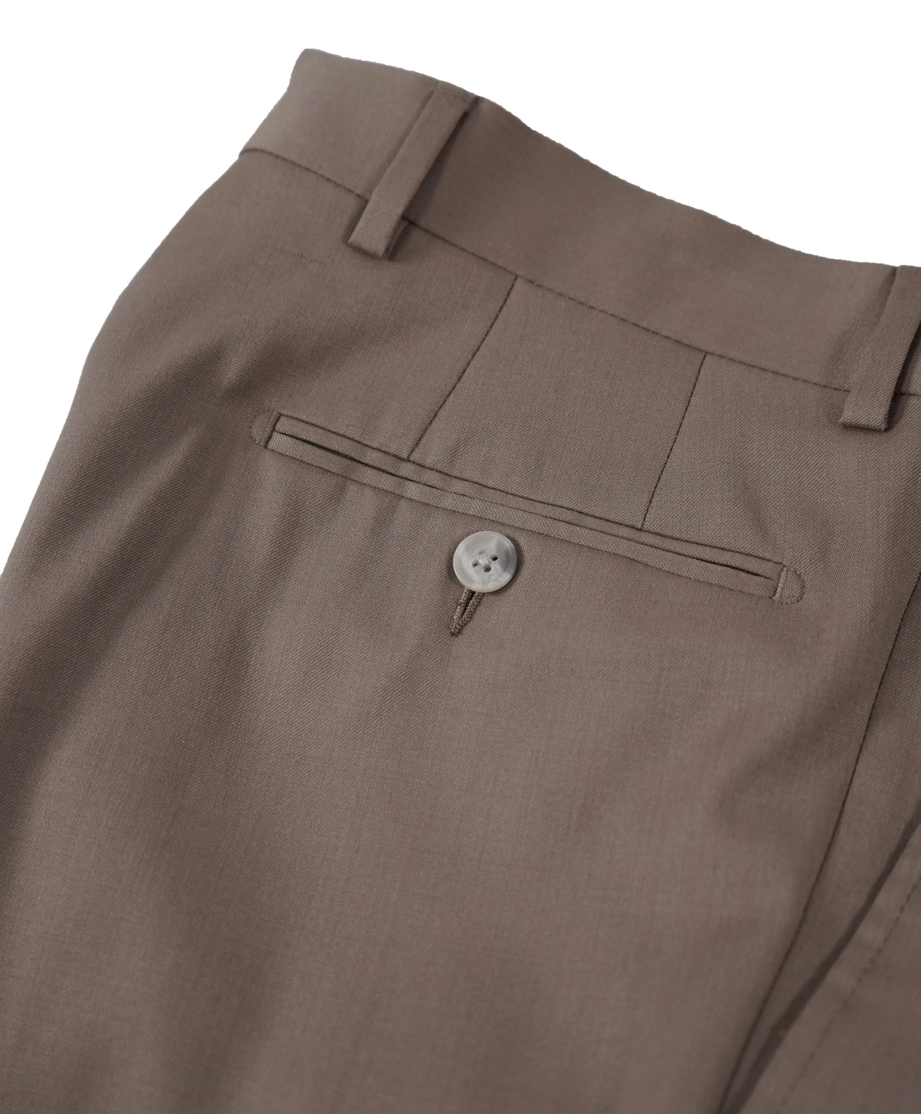 SAKS FIFTH AVE - Stone Gray Beige Wool Flat Front Dress Pants - 31W