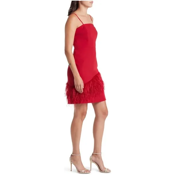 Sam Edelman Feather Hem Sheath Dress NWT Color Wine Size 8