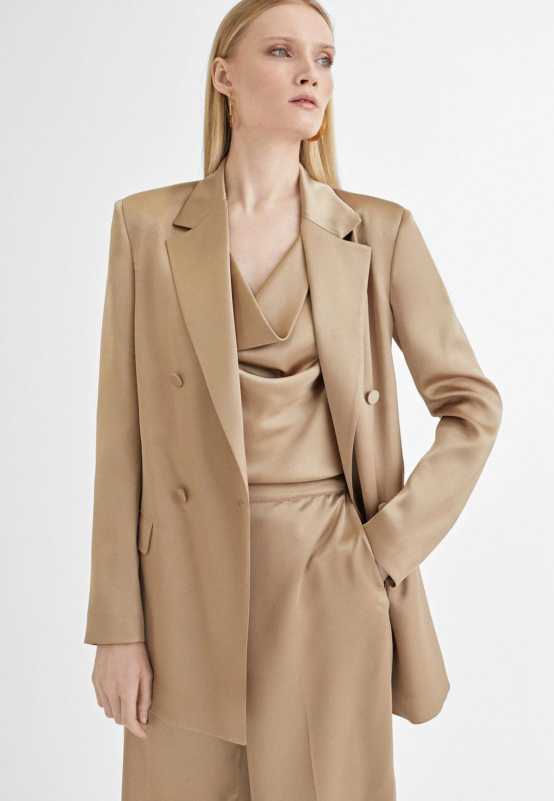Satin crossover blazer