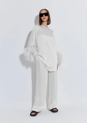 Satin Dress With Feathers