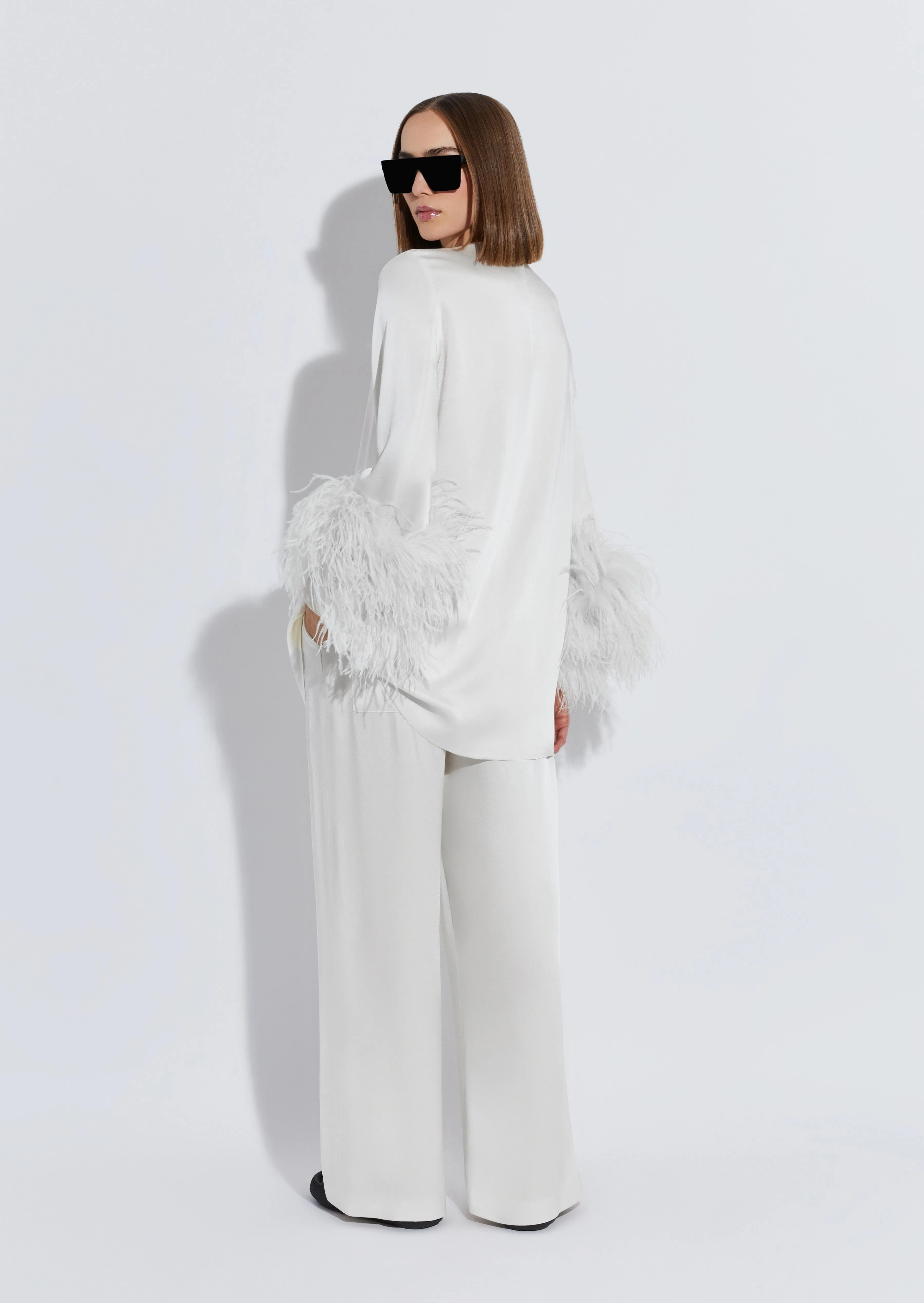 Satin Dress With Feathers