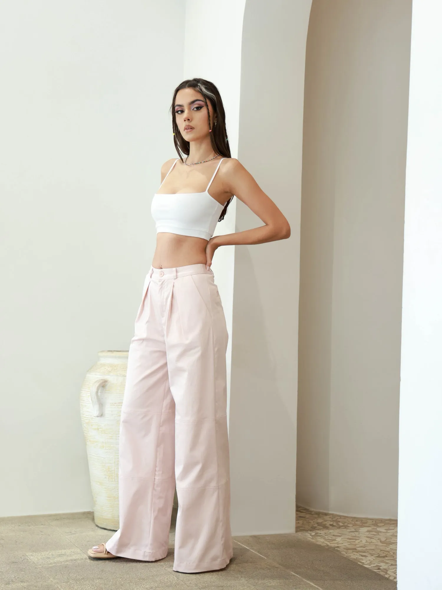 Seam Detailed Wide Leg Pant