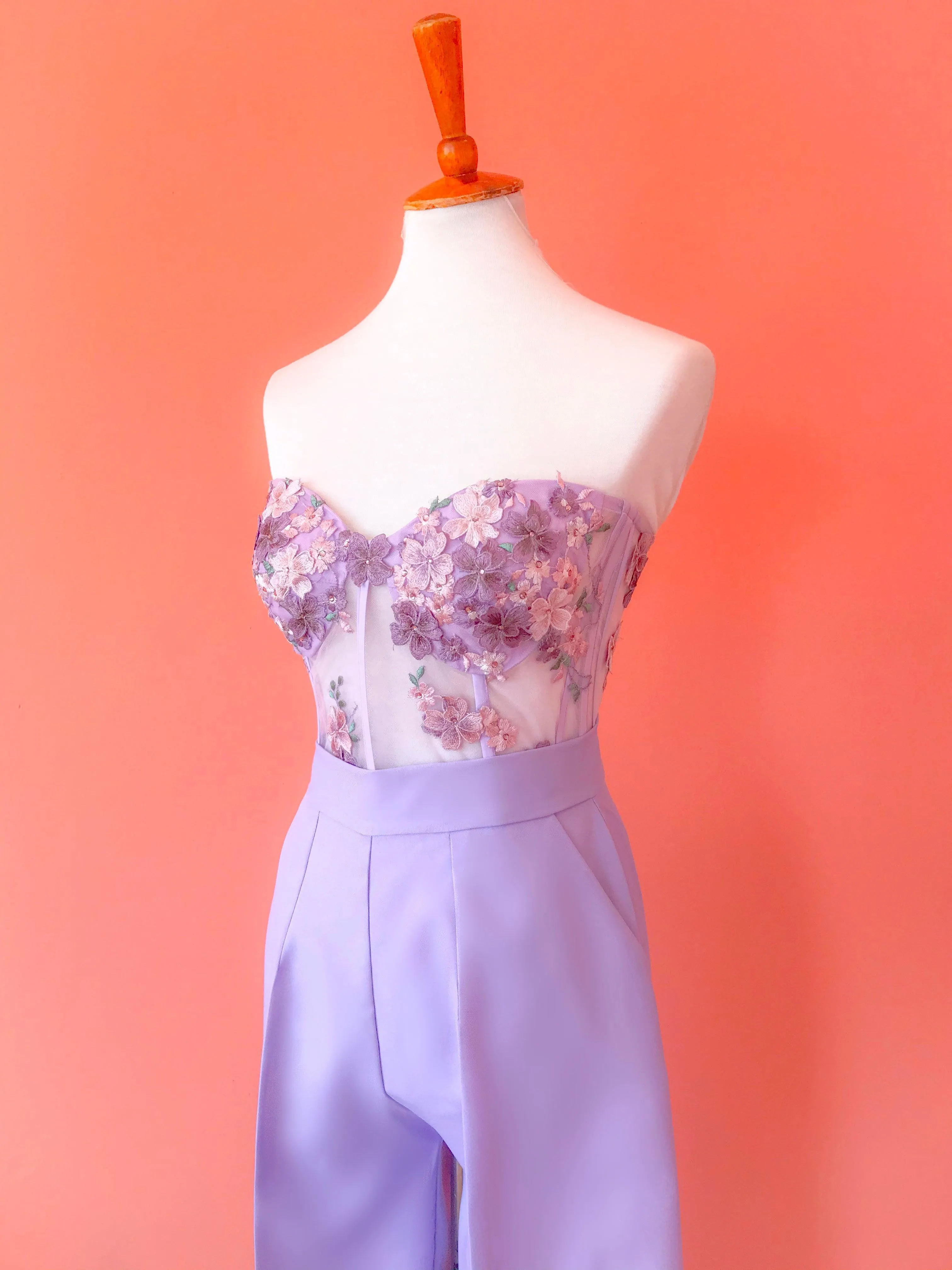 Set Bustier Hydrangeas and Wide Leg Pants