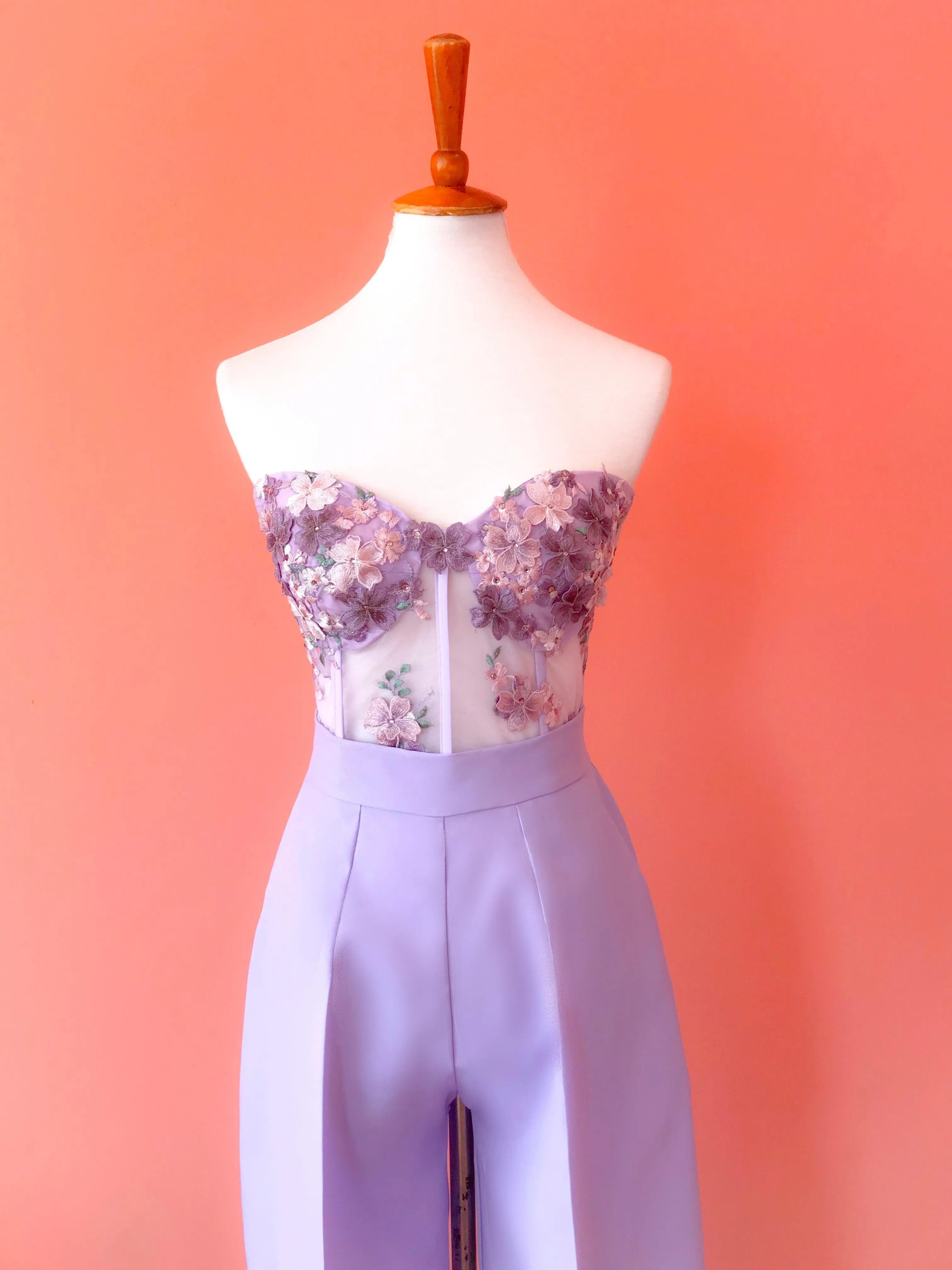 Set Bustier Hydrangeas and Wide Leg Pants