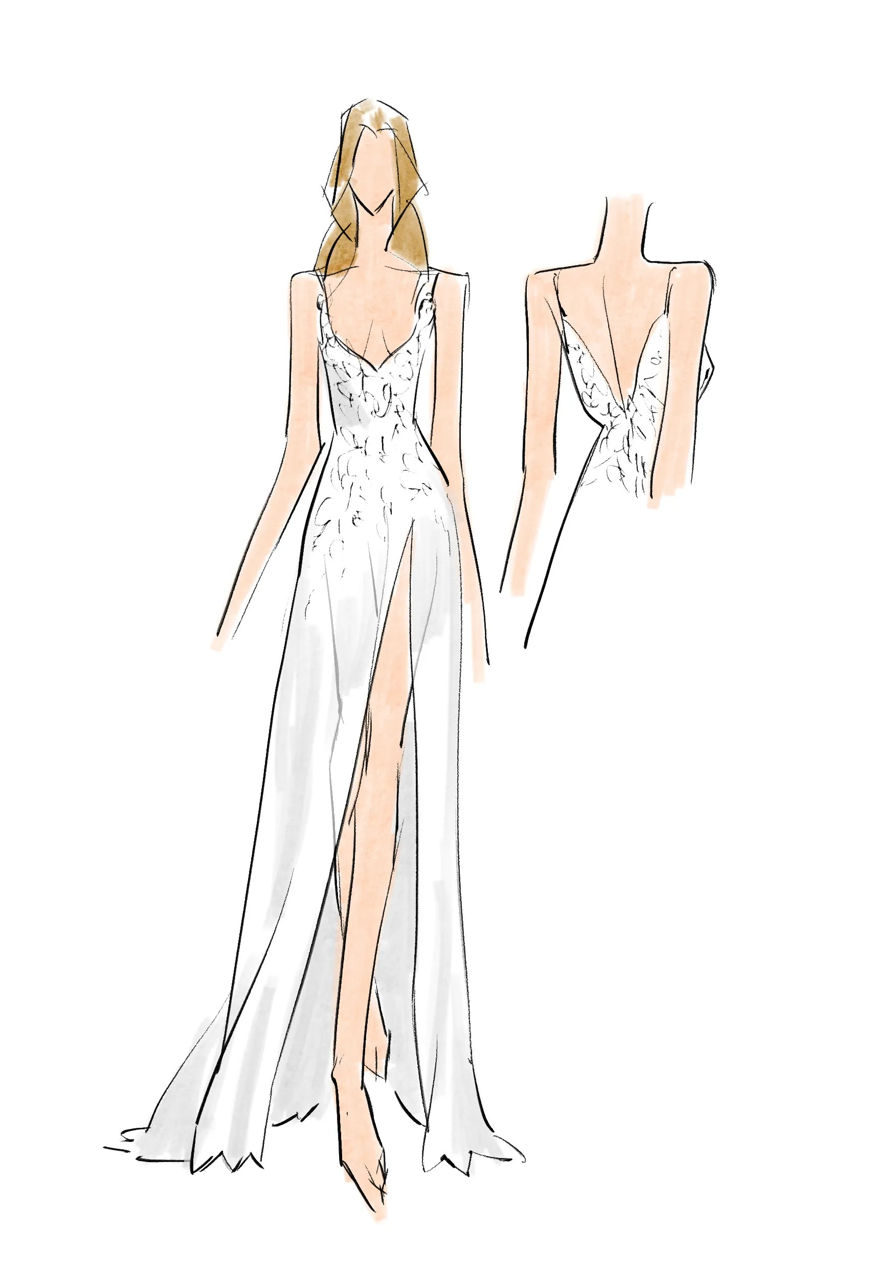 Sexy Beach Open Back Spaghetti Strap Lace Sheath Wedding Dress with Side Split-715353